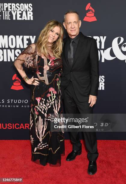 Rita Wilson and Tom Hanks at the 2023 MusiCares Persons Of The Year Gala held at the Los Angeles Convention Center on February 3, 2023 in Los...