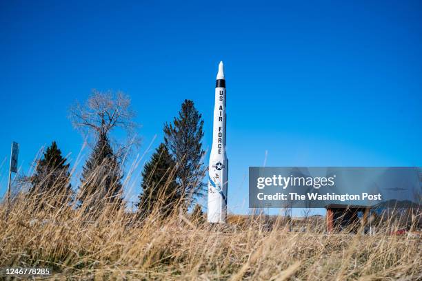 April 7, 2022: A deactivated Minuteman Missle stands on display in Lewistowns park in Lewistown, Montana on April 8, 2022. The military have hidden...