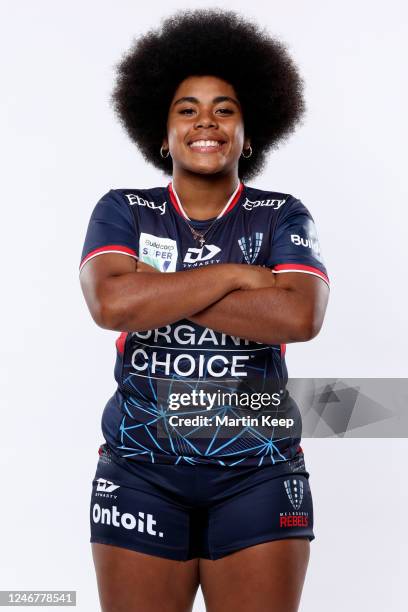 Laiema Bosenavulagi of the Rebels poses during the Melbourne Rebels 2023 Super W Rugby headshots session at AAMI Park on February 4, 2023 in...