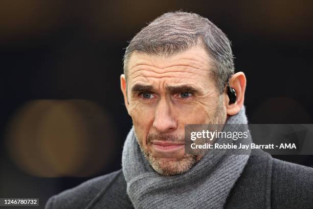 Martin Keown presenting for BT Sport during the Premier League match between Everton FC and Arsenal FC at Goodison Park on February 4, 2023 in...