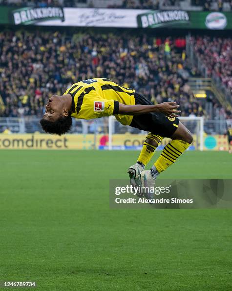 Adeyemi Running Karim Adeyemi of Borussia Dortmund is celebrating his goal during the ...