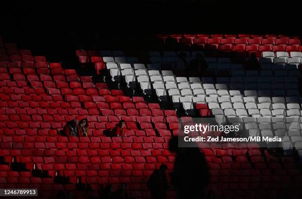 Benfica fans seen before the Liga Portugal Bwin match between SL Benfica and Casa Pia AC at Estadio do Sport Lisboa e Benfica on February 4, 2023 in...