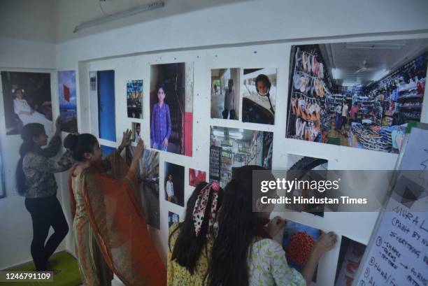 Artists and talented youth boys and girls seen preparing for the 5-day Govandi Art Festival, which aims to create a safe space in this neglected...