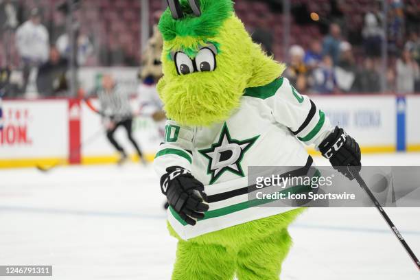 The Dallas Stars mascot skates down ice during the NHL All-Star Skills Showcase on Friday, February 3, 2023 at FLA Live Arena, Sunrise, Fla.