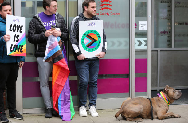 GBR: Supporters Of 'Drag Queen Story Hour' Gather Outside Colchester Library