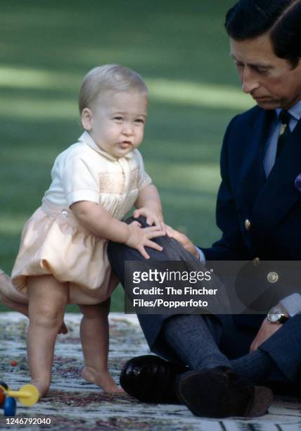 Prince William with his father HRH Prince Charles in Auckland, New Zealand on 18th April 1983.