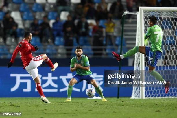 Afsha of Al Ahly scores a goal to make it 0-1 during the FIFA Club World Cup Morocco 2022 2nd Round match between Seattle Sounders FC and Al Ahly FC...