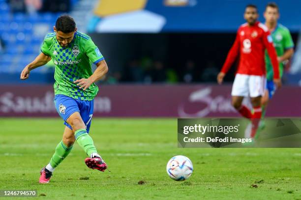 Cristian Roldan of Seattle Sounders controls the ball during the FIFA Club World Cup Morocco 2022 2nd Round match between Seattle Sounders FC and Al...