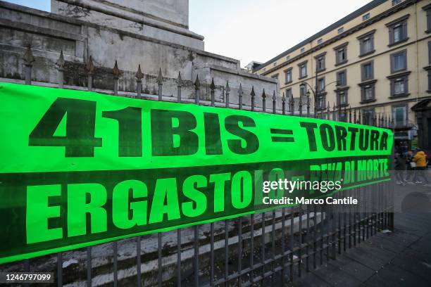 Banner hung during the demonstration to protest against the imprisonment, under the harsh regime of "41 bis", of the anarchist Alfredo Cospito.