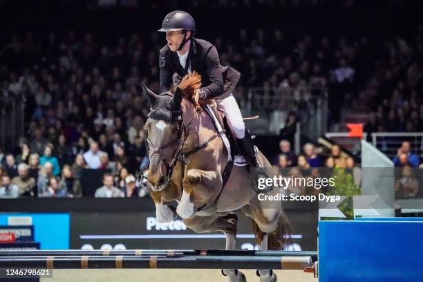 Pieter Devos riding Mom's Toupie de la Roque during the Jumping International de Bordeaux on February 4, 2023 in Bordeaux, France.