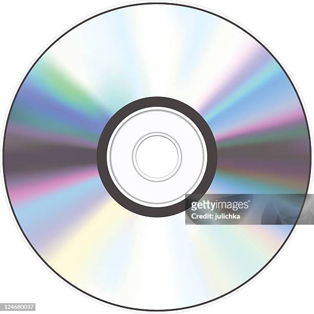 stockillustraties, clipart, cartoons en iconen met a shiny silver cd with a hole in the middle - compact disc