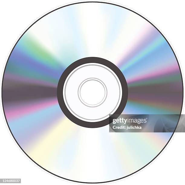 a shiny silver cd with a hole in the middle - compact disc stock illustrations