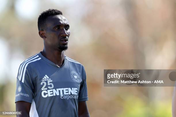 Harrison Afful of Charlotte FC during the MLS Pre-Season 2023 Coachella Valley Invitational match between Vancouver Whitecaps FC v Charlotte FC at...