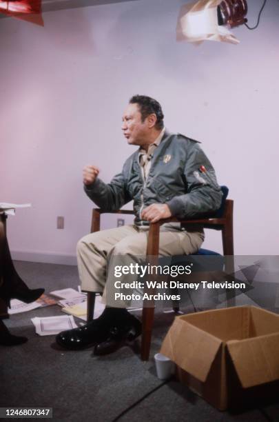 Panama City, Republic of Panama Panamanian President Manuel Noriega being interviewed on the ABC News tv series 'Primetime Live'.