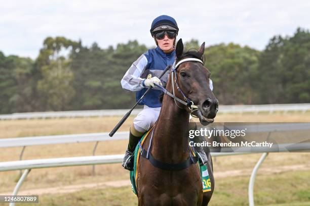 Ceerseven ridden by Tahlia Hope returns to the mounting yard after winning the Stavely Park Merino Stud Maiden Plate at Ararat Racecourse on February...