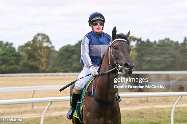 Ceerseven ridden by Tahlia Hope returns to the mounting yard after winning the Stavely Park Merino Stud Maiden Plate at Ararat Racecourse on February...