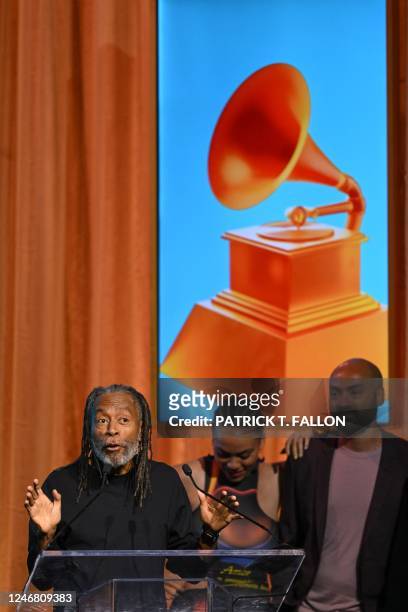 Lifetime Achievement Award honoree US jazz vocalist Bobby McFerrin sings onstage during the Recording Academys Special Merit Awards at the Wilshire...