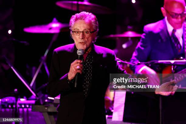 Singer/songwriter Frankie Valli performs on stage during the Recording Academy and Clive Davis pre-Grammy gala at the Beverly Hilton hotel in Beverly...