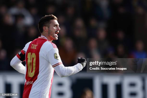 Dusan Tadic of Ajax celebrates 0-1 during the Dutch Eredivisie match between SC Cambuur v Ajax at the Cambuur Stadium on February 5, 2023 in...