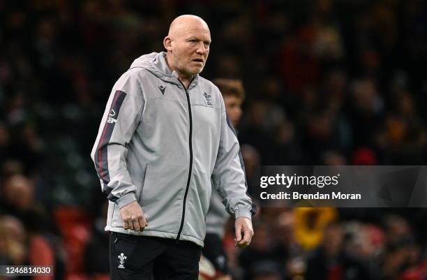 Wales , United Kingdom - 4 February 2023; Wales skills coach Neil Jenkins before the Guinness Six Nations Rugby Championship match between Wales and...