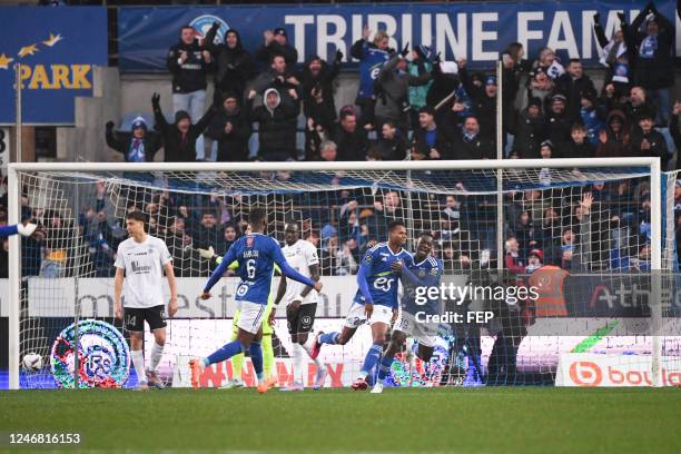 Habib DIALLO during the Ligue 1 Uber Eats match between Strasbourg and Montpellier at Stade de la Meinau on February 5, 2023 in Strasbourg, France.