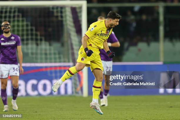 Riccardo Orsolini of Bologna FC celebrates after scoring a goal during the Serie A match between ACF Fiorentina and Bologna FC at Stadio Artemio...