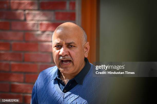 Manish Sisodia, Deputy Chief Minister of Delhi addresses a press conference over the issue of hiring new principals in Delhi Government Schools at...