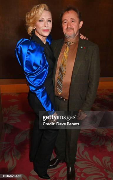 Cate Blanchett and Andrew Upton attend The 43rd London Critics' Circle Film Awards drinks reception at The May Fair Hotel on February 5, 2023 in...