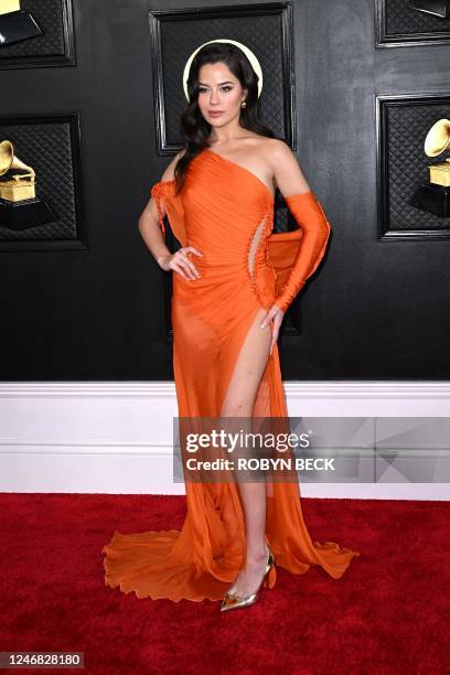 Youtuber Tessa Brooks arrives for the 65th Annual Grammy Awards at the Crypto.com Arena in Los Angeles on February 5, 2023.