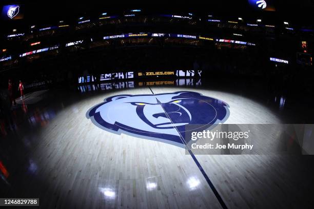 View of the court before the game between the Toronto Raptors and the Memphis Grizzlies on February 5, 2023 at FedExForum in Memphis, Tennessee. NOTE...