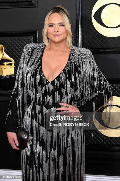 Singer-songwriter Miranda Lambert arrives for the 65th Annual Grammy Awards at the Crypto.com Arena in Los Angeles on February 5, 2023.