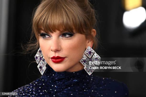 Singer-songwriter Taylor Swift arrives for the 65th Annual Grammy Awards at the Crypto.com Arena in Los Angeles on February 5, 2023.