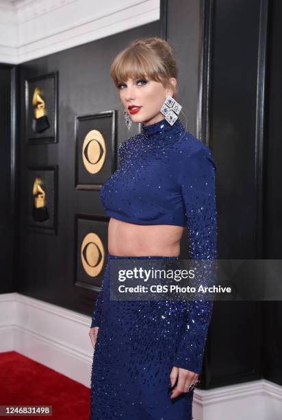 Taylor Swift arrives at THE 65TH ANNUAL GRAMMY AWARDS, broadcasting live Sunday, February 5, 2023 on the CBS Television Network, and available to...