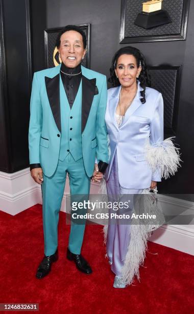 Smokey Robinson and Frances Glandney arrives at THE 65TH ANNUAL GRAMMY AWARDS, broadcasting live Sunday, February 5, 2023 on the CBS Television...
