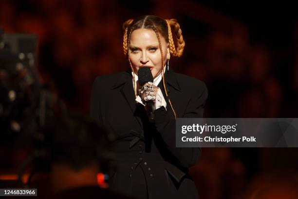 Madonna at the 65th Annual GRAMMY Awards held at Crypto.com Arena on February 5, 2023 in Los Angeles, California.