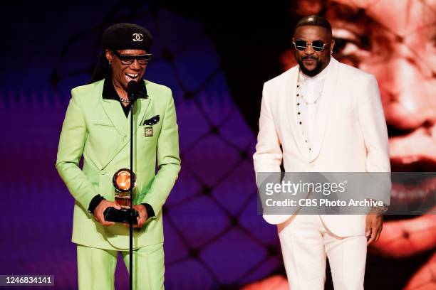 Niles Rodgers and Raphael Saadiq accept the award for Best R&B Song at THE 65TH ANNUAL GRAMMY AWARDS, broadcasting live Sunday, February 5, 2023 on...