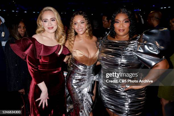 Adele, Beyonce and Lizzo at THE 65TH ANNUAL GRAMMY AWARDS, broadcasting live Sunday, February 5, 2023 on the CBS Television Network, and available to...