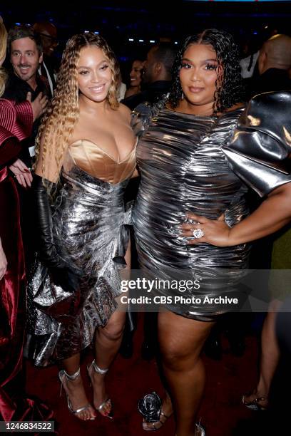 Beyonce and Lizzo at THE 65TH ANNUAL GRAMMY AWARDS, broadcasting live Sunday, February 5, 2023 on the CBS Television Network, and available to stream...