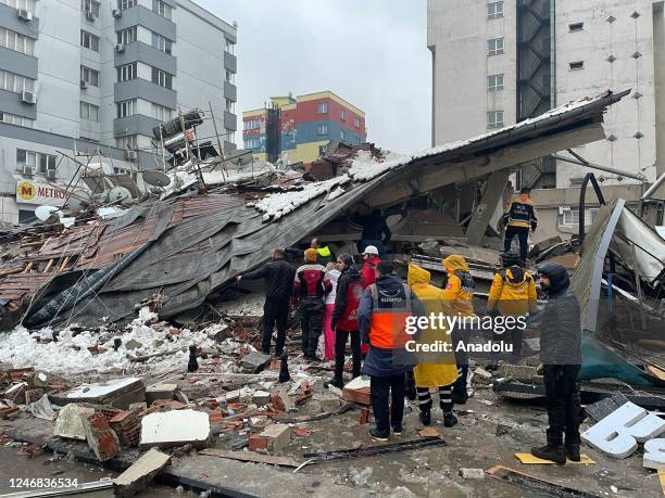 Search and rescue works continue at 4-storey building in Gazi Muhtar Boulevard after a 7.4 magnitude earthquake hit southern provinces of Turkiye, in...