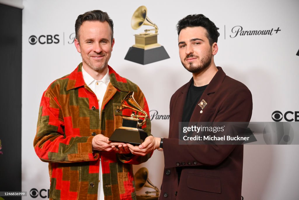 Risky Ree Ricky Reed and Blake Slatkin pose with the award for Record Of The ...