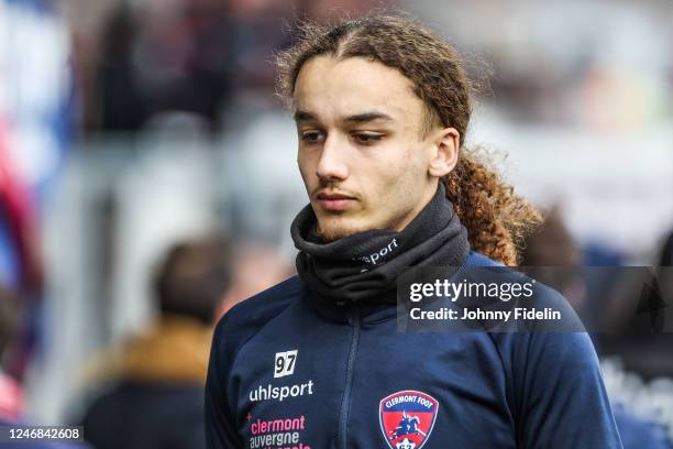 Yanis MASSOLIN of Clermont prior the Ligue 1 Uber Eats between Clermont and Monaco at Stade Gabriel Montpied on February 5, 2023 in Clermont-Ferrand,...