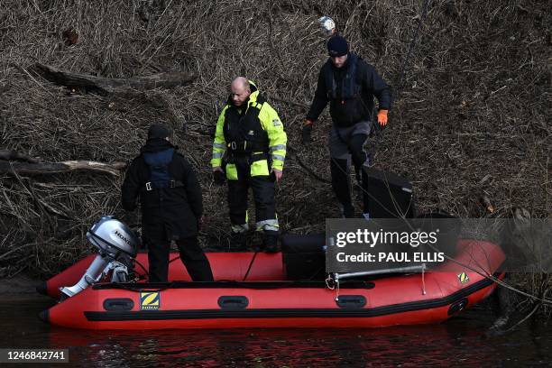 Specialist Group International CEO and founder Peter Faulding boards a RIB before using a sonar device to scan the bed of the River Wyre, near St...