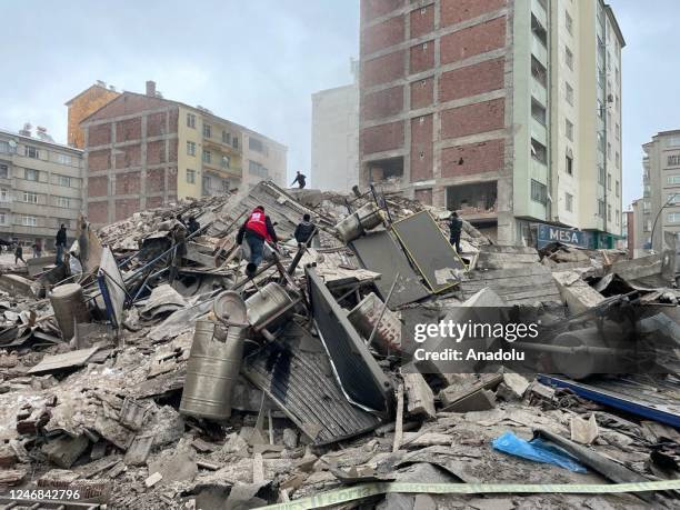 Search and rescue operations continue after 7.7 magnitude earthquake hits Elazig, Turkiye on February 06, 2023. Disaster and Emergency Management...