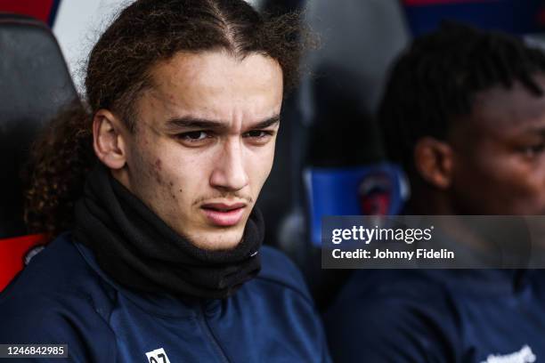 Yanis MASSOLIN of Clermont prior the Ligue 1 Uber Eats between Clermont and Monaco at Stade Gabriel Montpied on February 5, 2023 in Clermont-Ferrand,...
