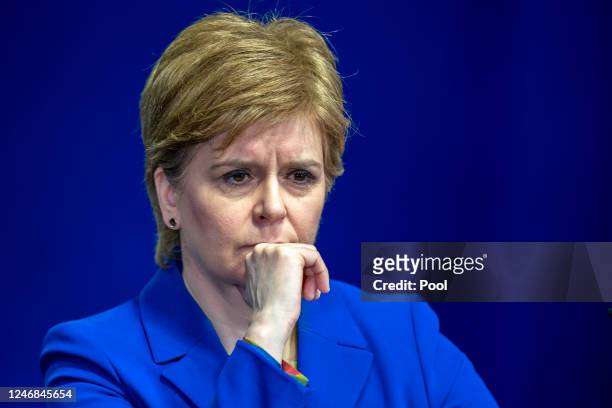 First Minister of Scotland Nicola Sturgeon answers questions on Scottish Government issues, during a press conference at St Andrews House on Monday...