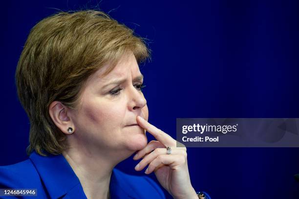 First Minister of Scotland Nicola Sturgeon answers questions on Scottish Government issues, during a press conference at St Andrews House on Monday...