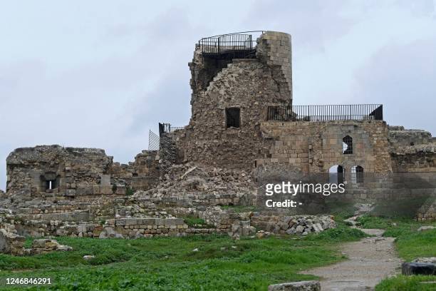 Aleppo's ancient citadel is damaged following a deadly earthquake that shook Syria on February 6, 2023. At least 810 people were killed in Syria as...