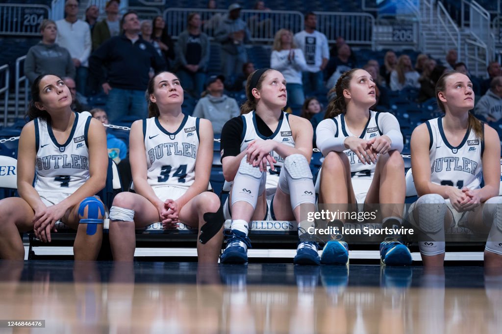 Wnba Butler Butler Bulldogs starting five watch a video introduction before the ...