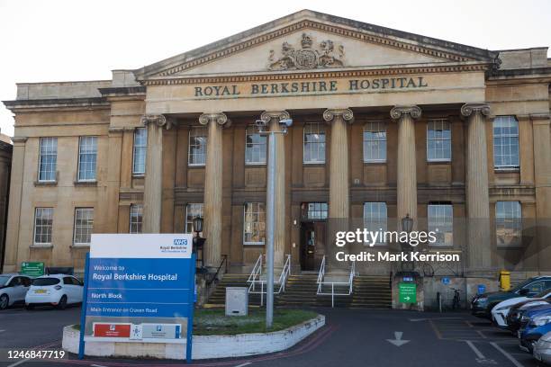 The exterior of the North Block of Royal Berkshire Hospital is pictured on 6 February 2023 in Reading, United Kingdom. Nurses in England from the...