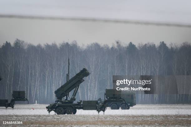 Patriot surface-to-air missile systems are seen at Warsaw Babice Airport in the Bemowo district of Warsaw, Poland on 06 February, 2023. Patriot...